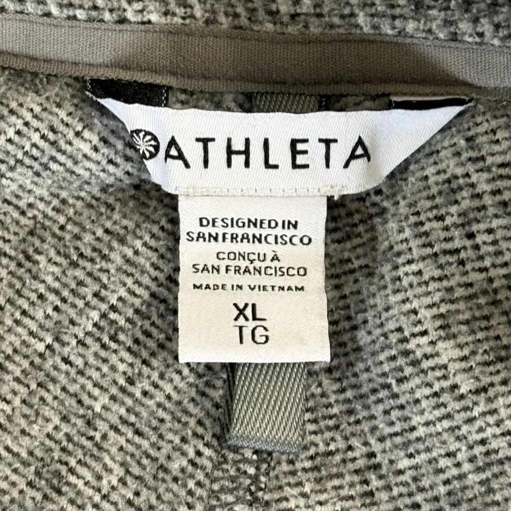 Athleta Stroll Fleece Full Zip‎ Jacket Heathered Grey XL Mock Neck Activewear
